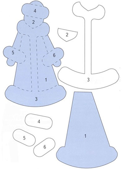Снегурочка своими руками в детский сад и школу из бумаги картона для вырезания, мастер-класс из капроновых колготок, ткани и фетра (выкройки), пластиковой бутылки и других подручных материалов